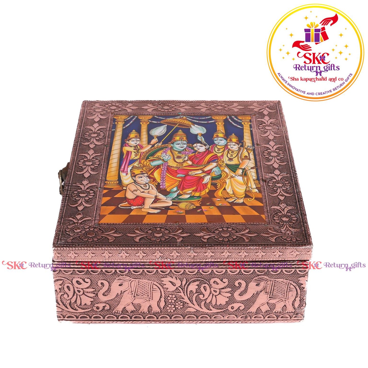 Tanjore Digital Art Pooja Box Ram Darbar