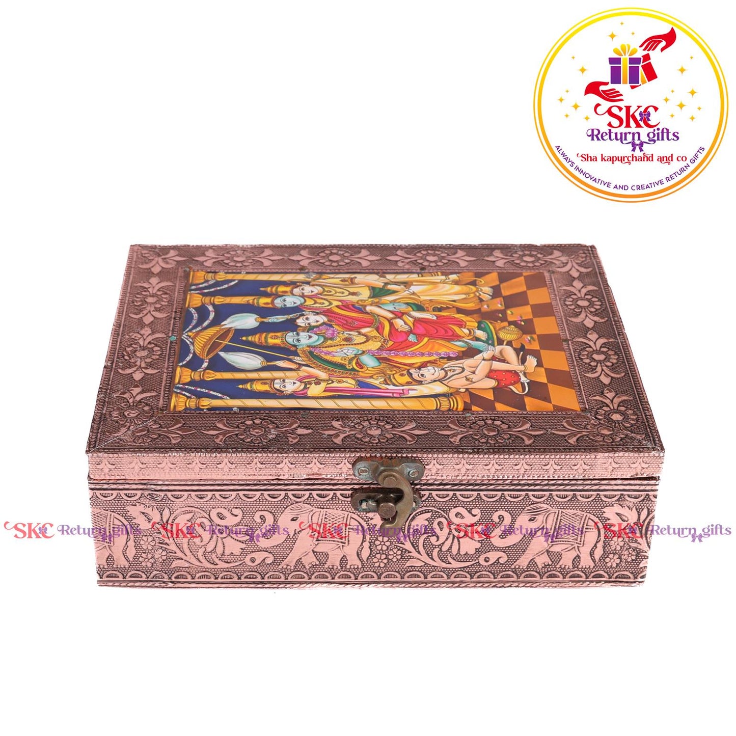 Tanjore Digital Art Pooja Box Ram Darbar