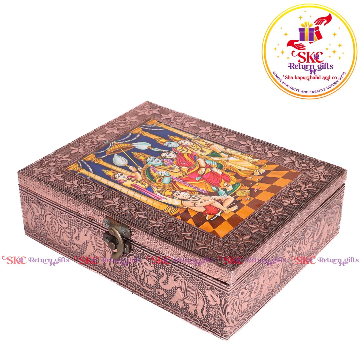 Tanjore Digital Art Pooja Box Ram Darbar