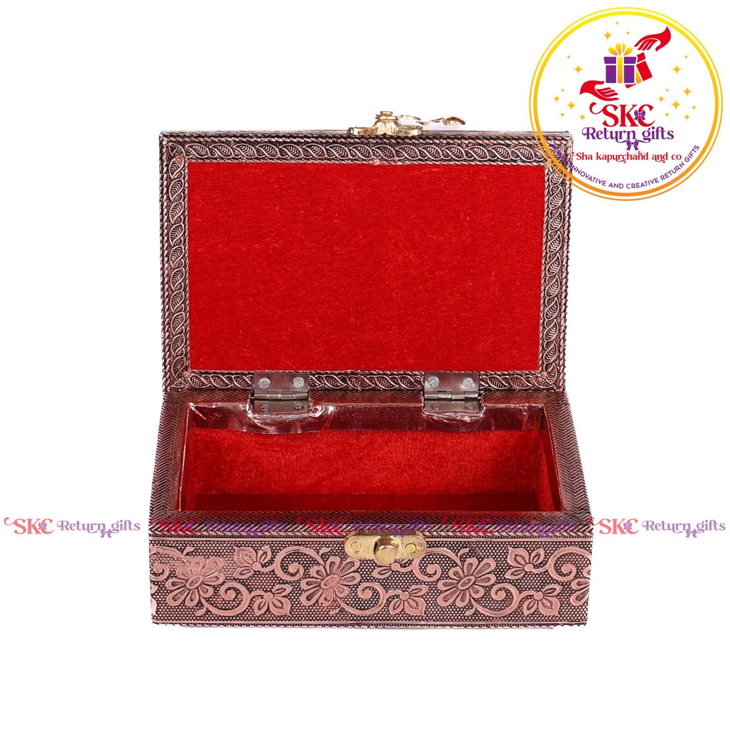 Double Elephant Pooja Box Embosed