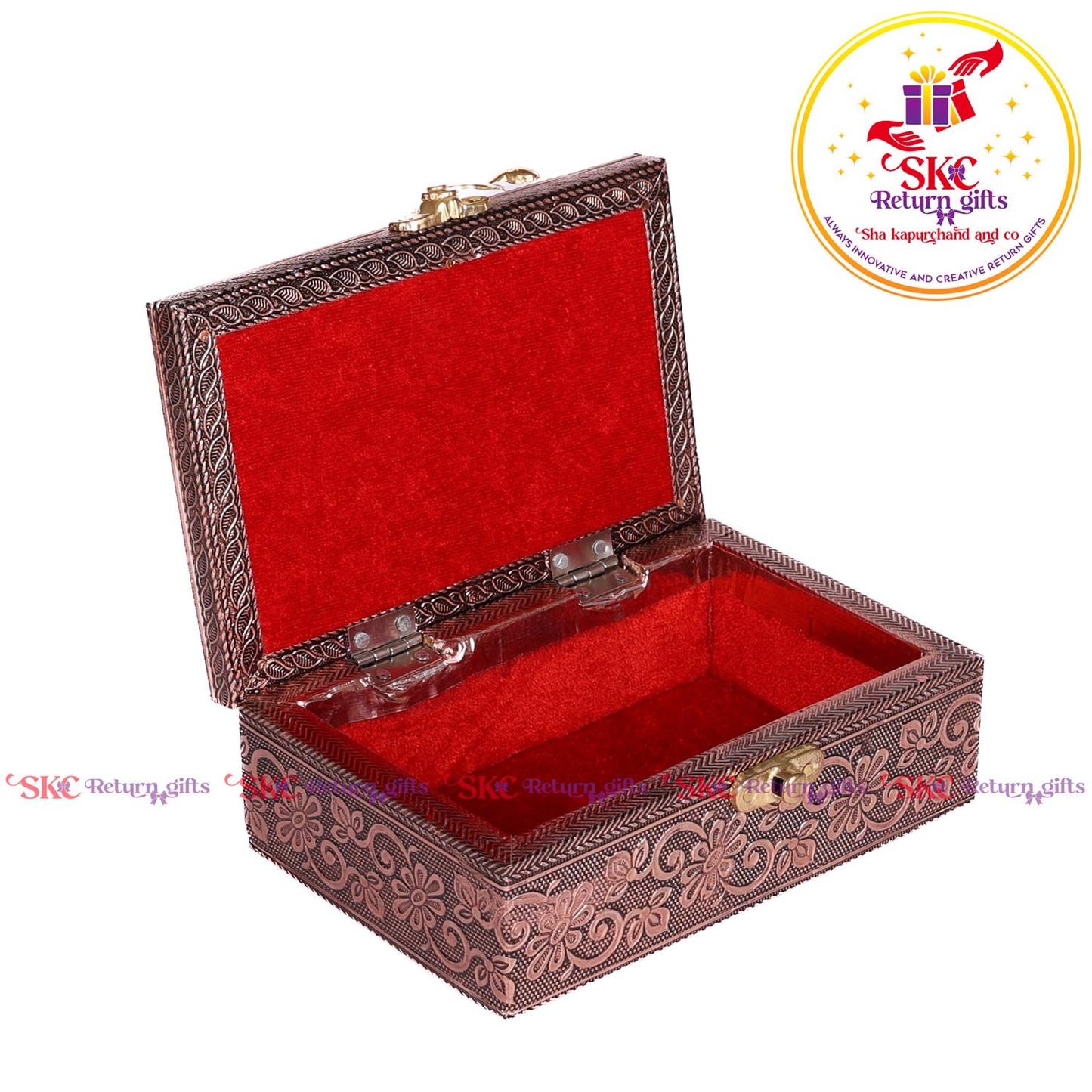 Double Elephant Pooja Box Embosed