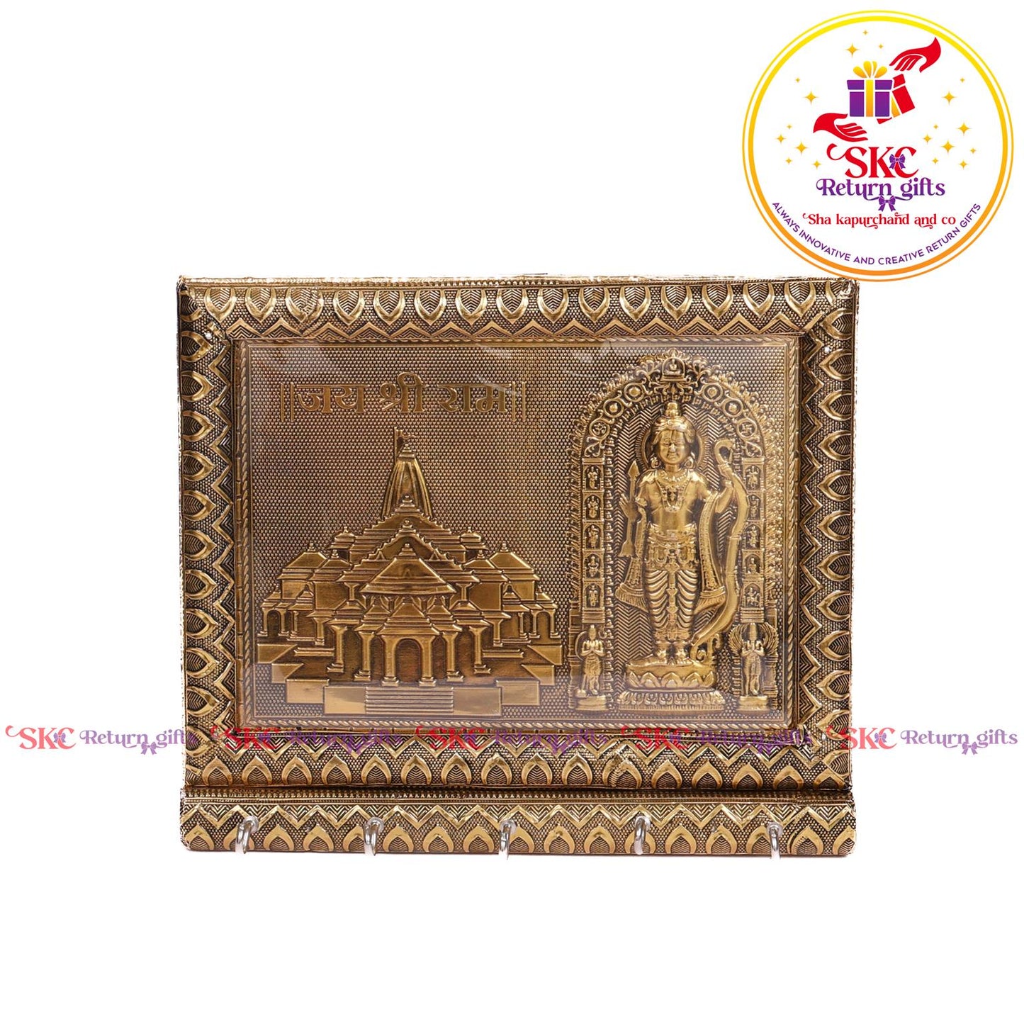 Double Elephant Pooja Box Embosed