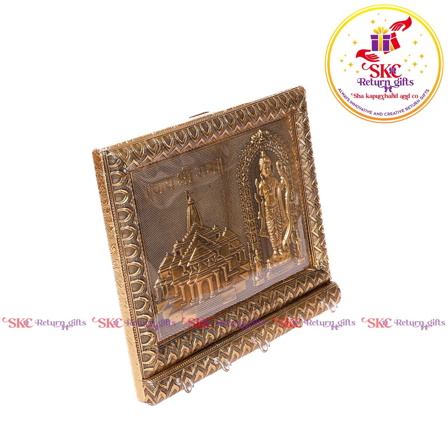 Double Elephant Pooja Box Embosed