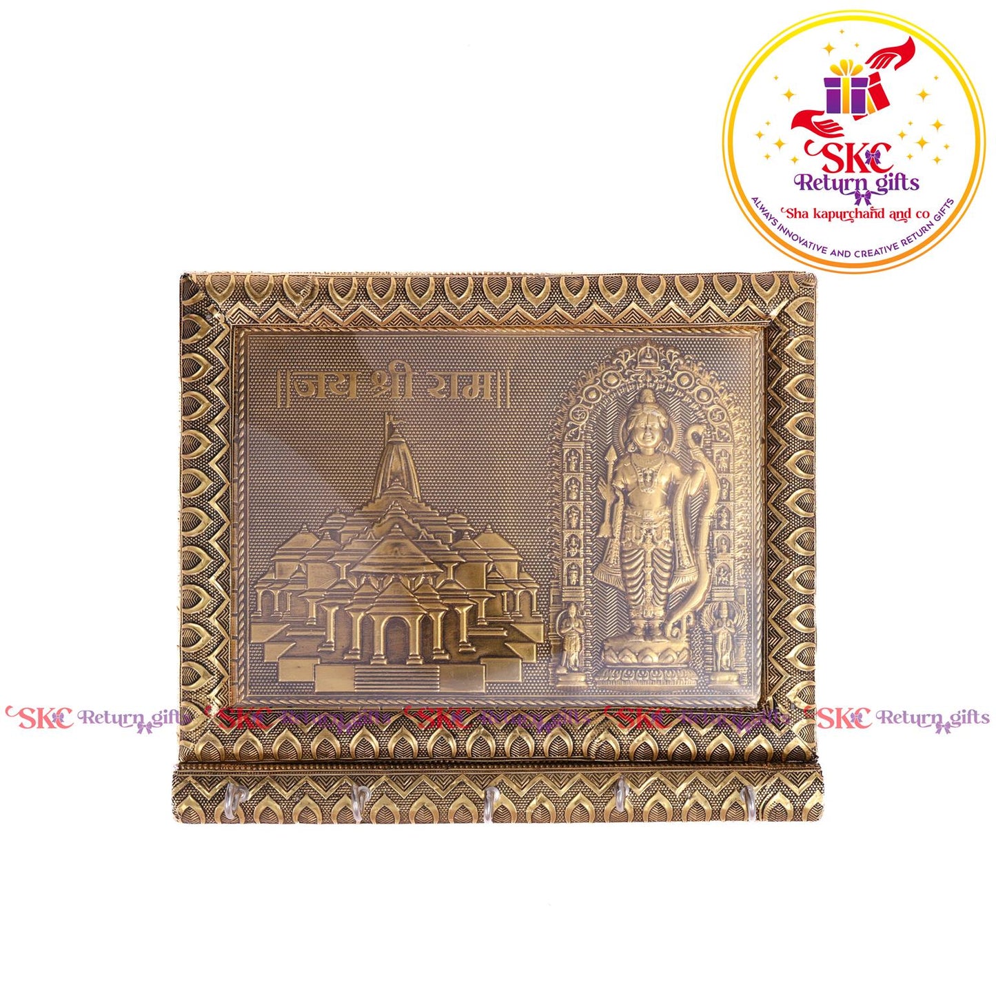 Double Elephant Pooja Box Embosed