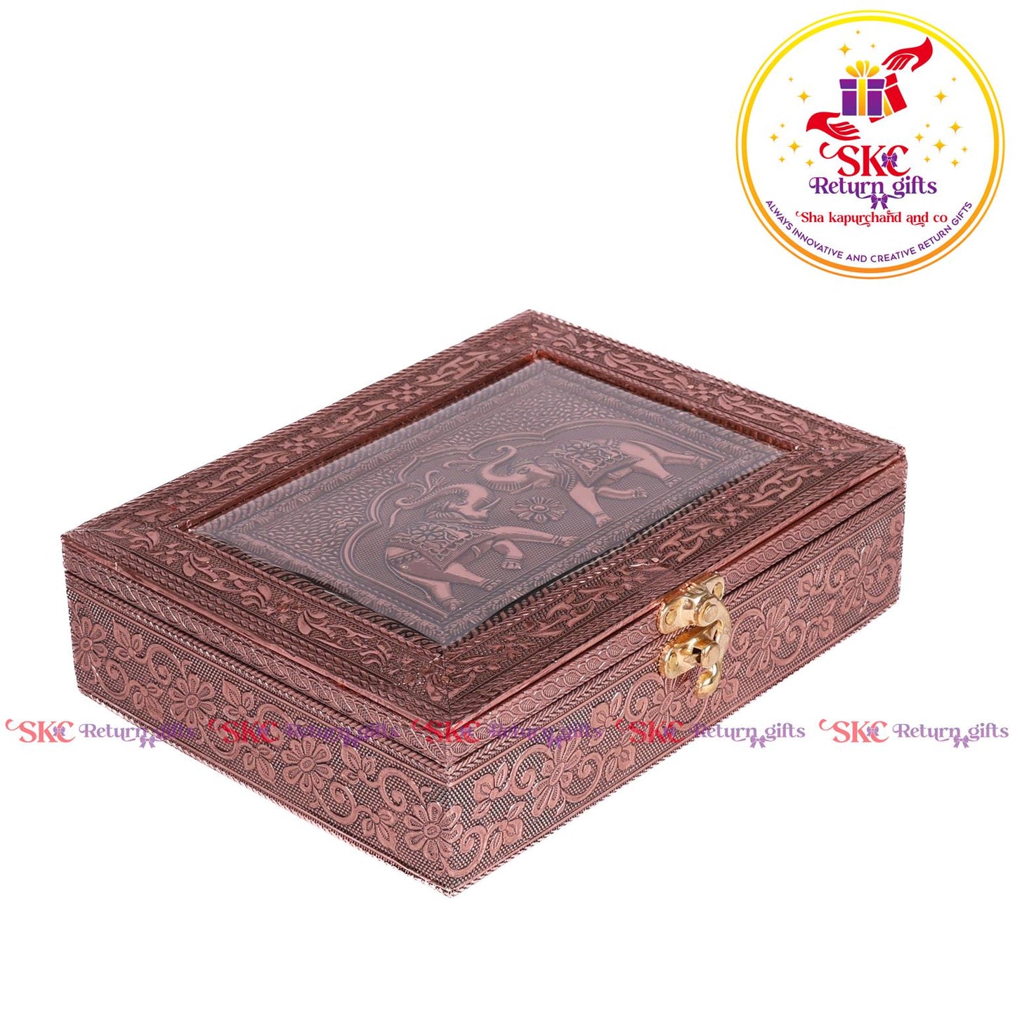 Embossed Double Elephant Jewellery Box