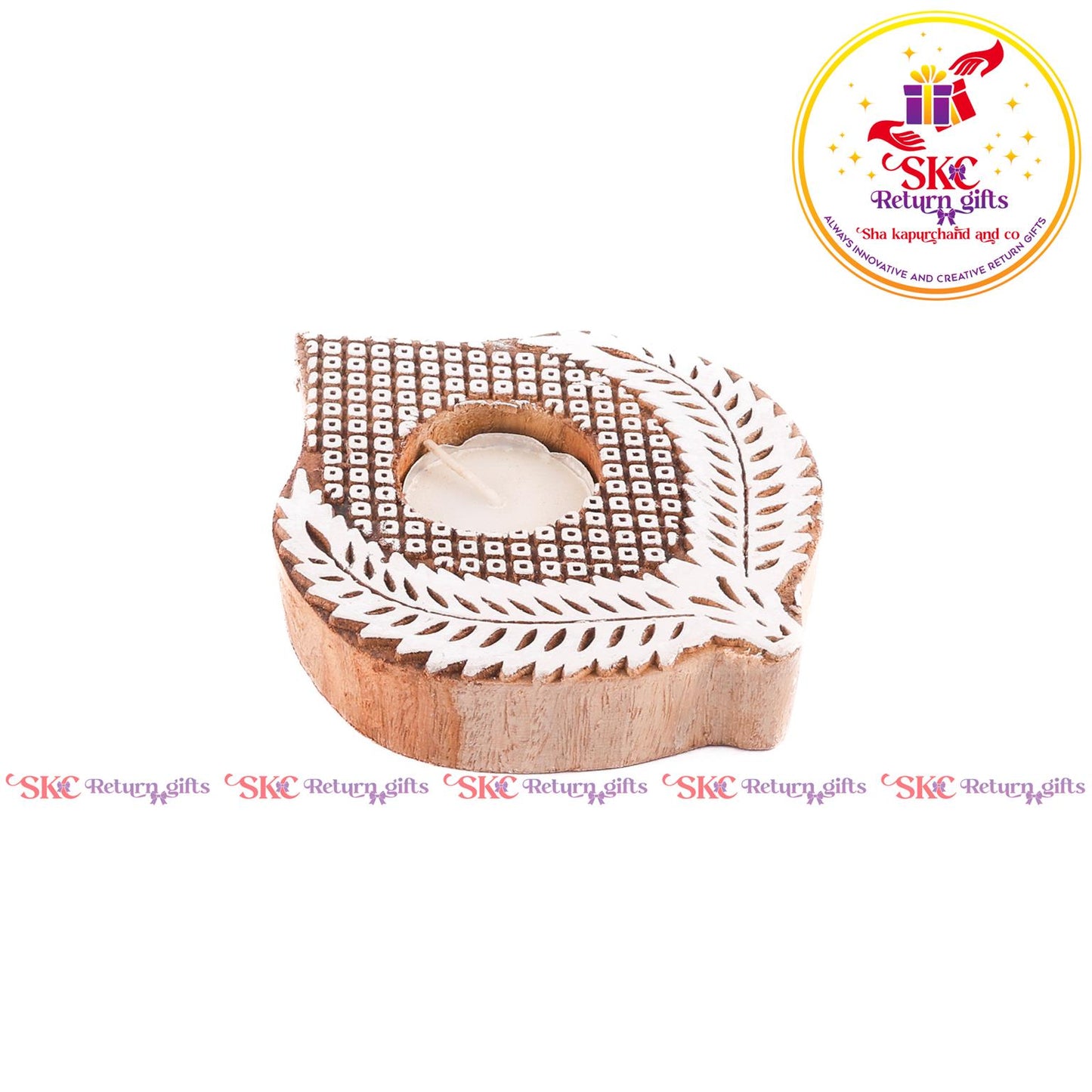 Wooden Block Candle Stand Big
