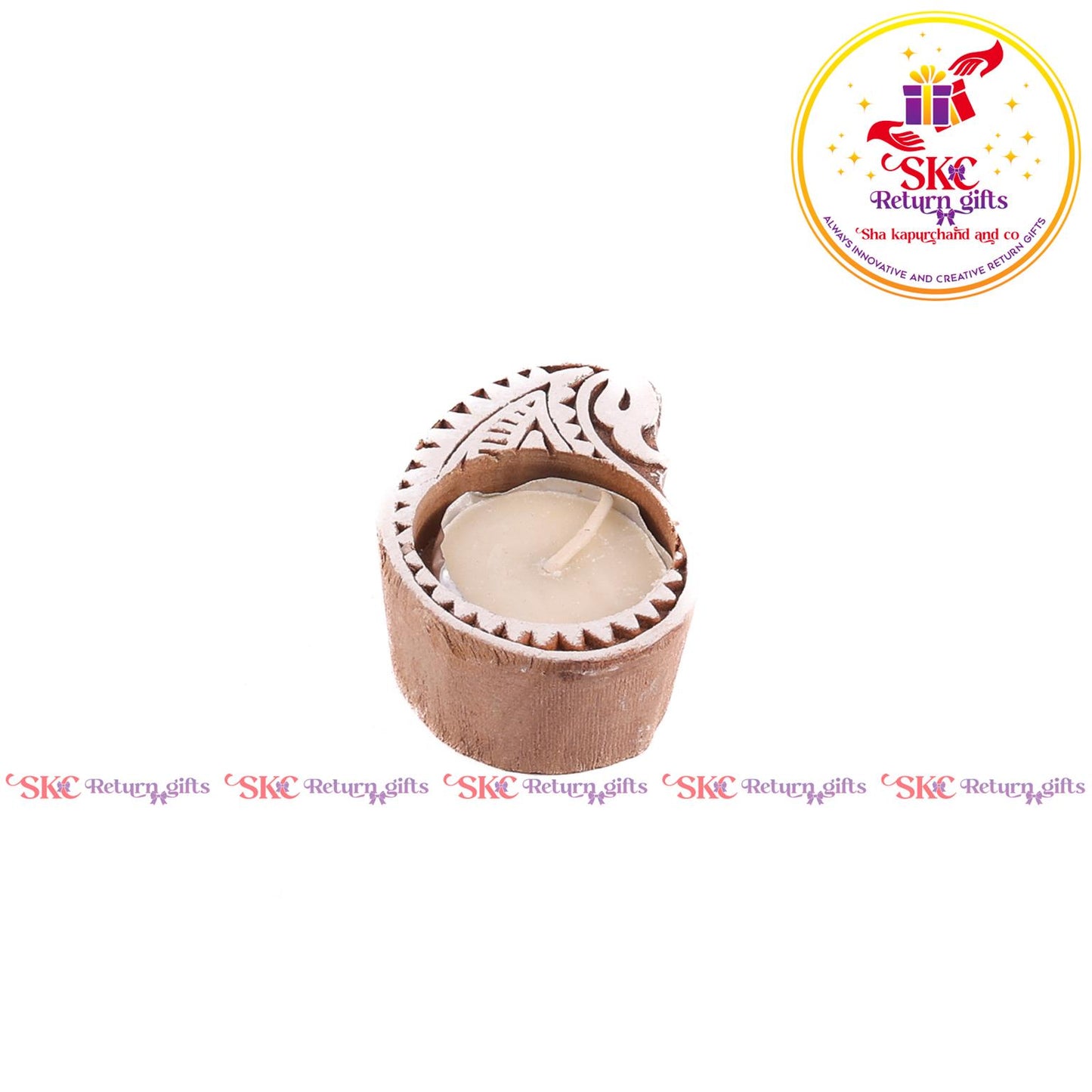 Wooden Block Candle Stand Small