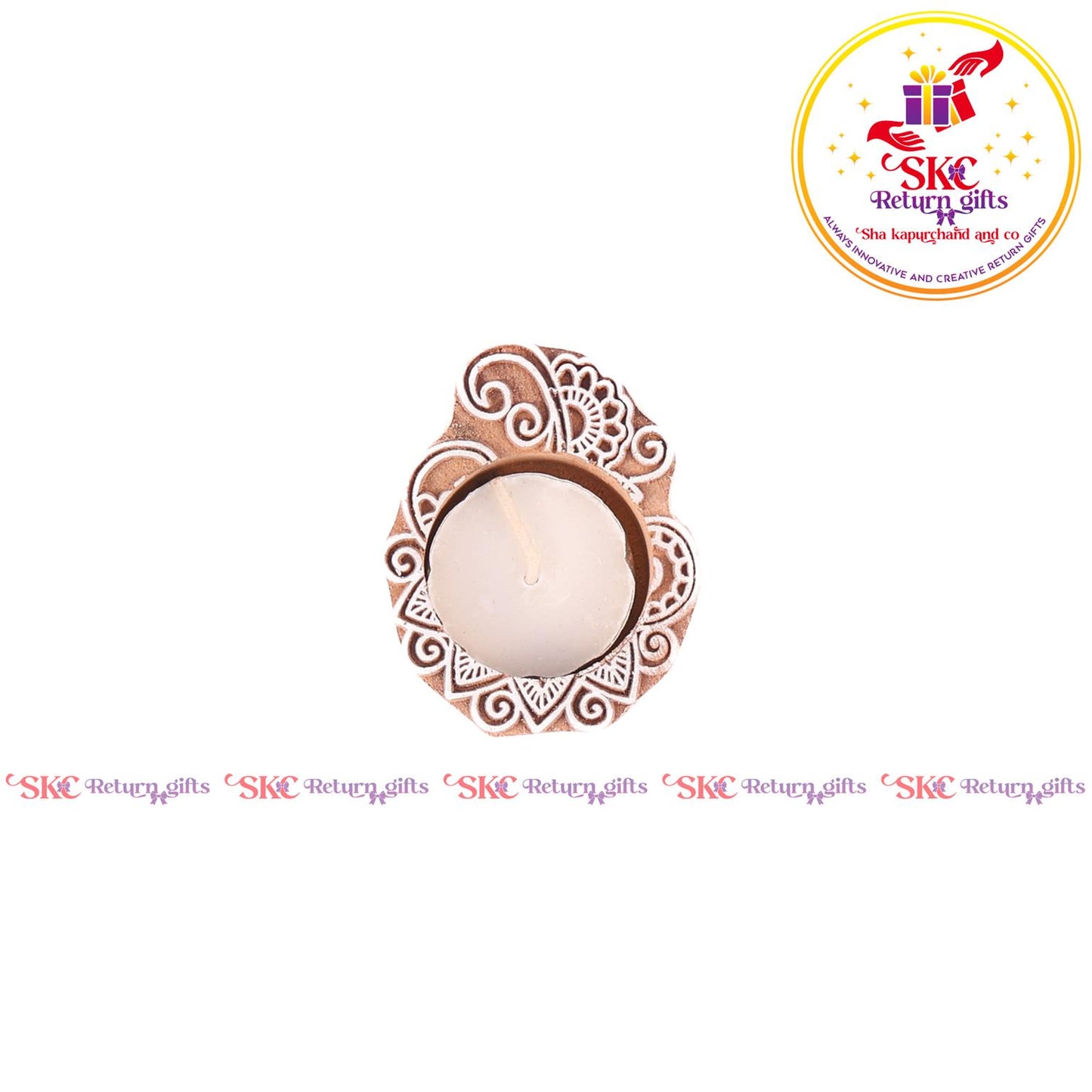 Wooden Block Candle Stand Small