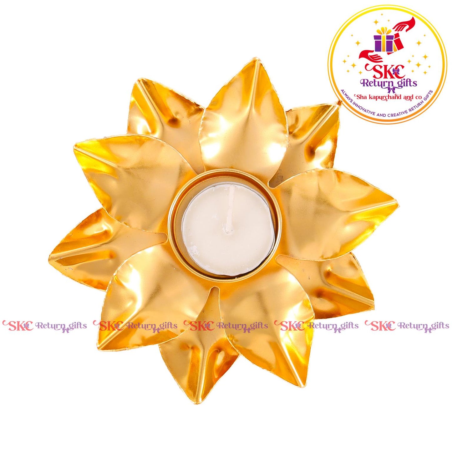 Tea Light Candle Holder Gold