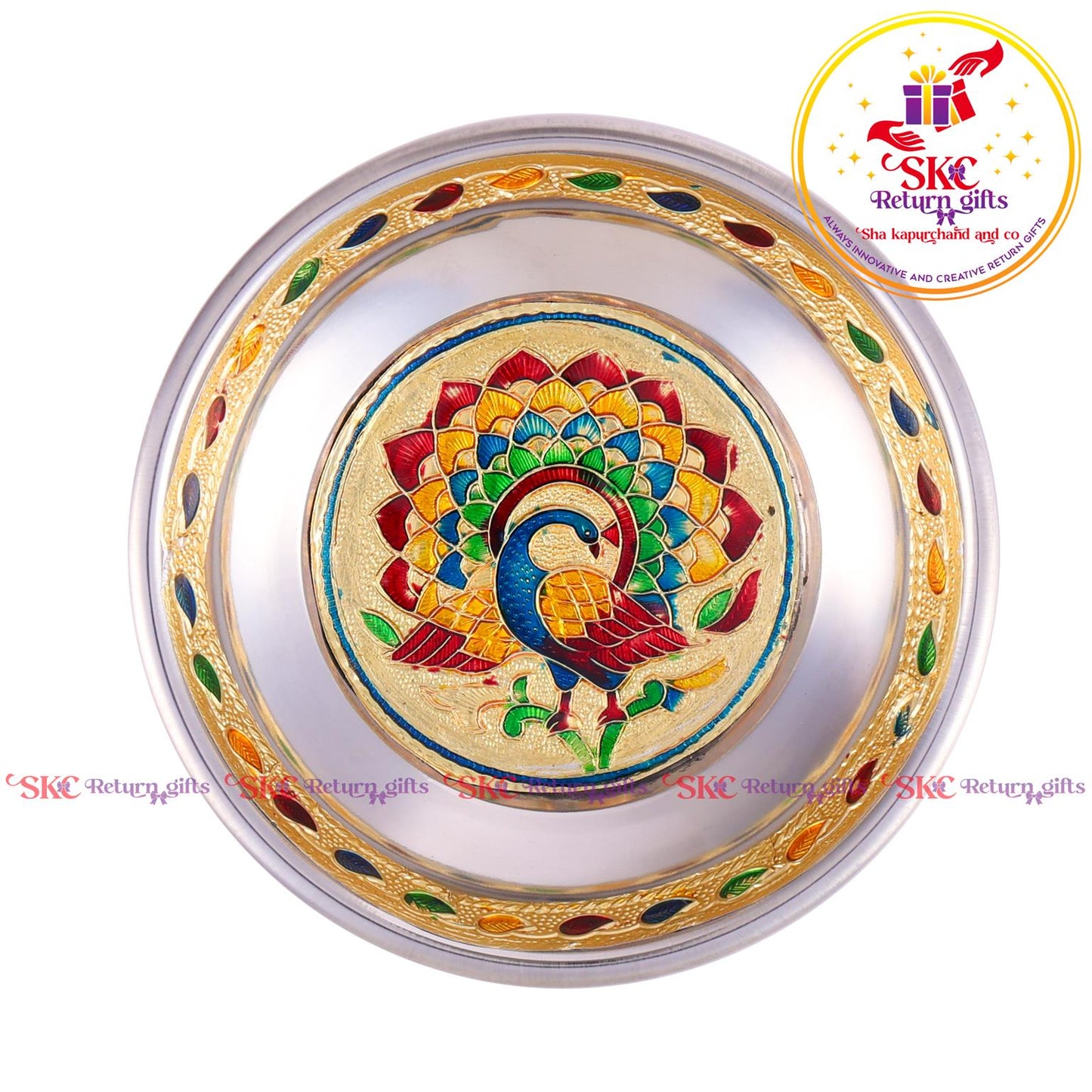 4 Inch Meenakari Pooja Plate