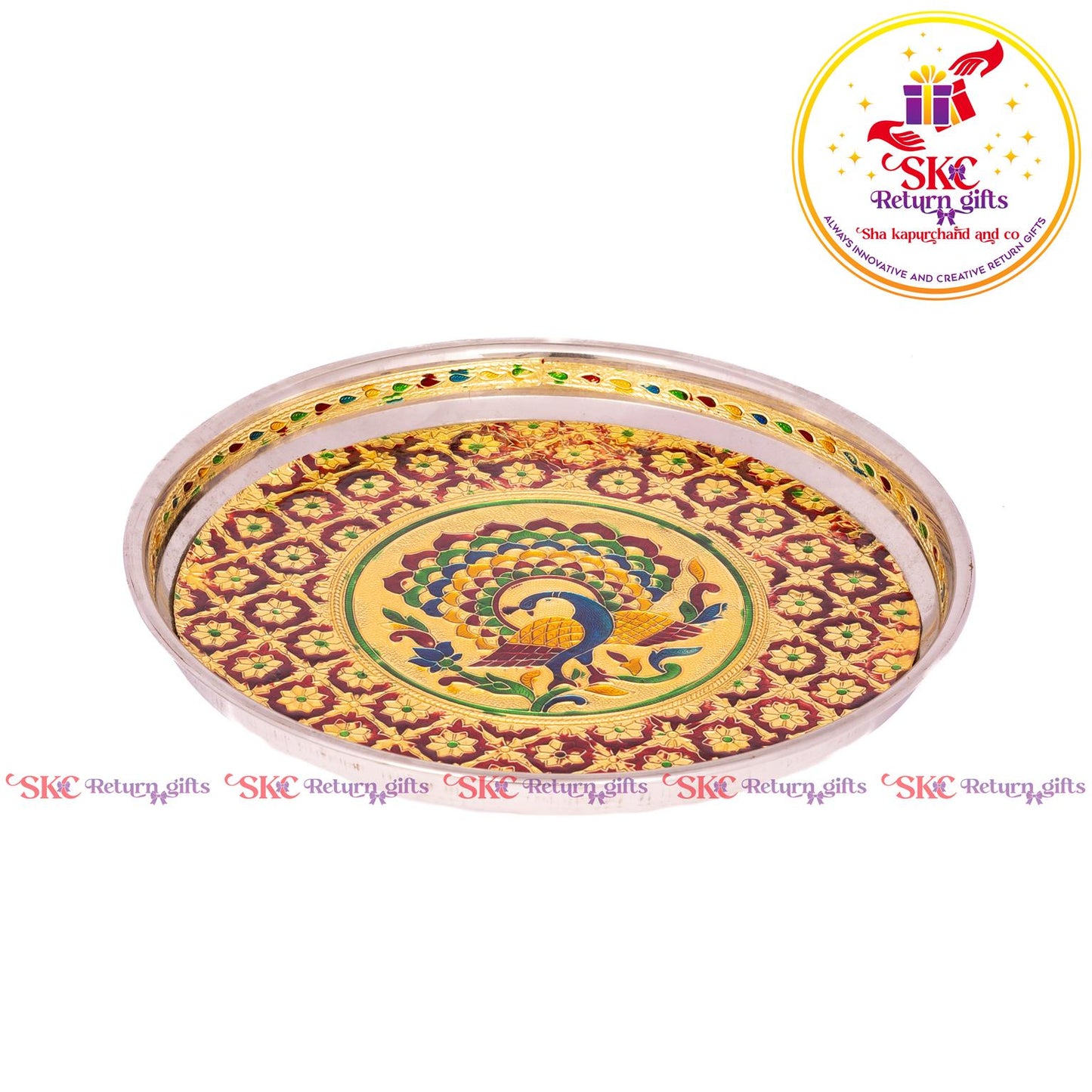 12 Inch Meenakari Pooja Plate