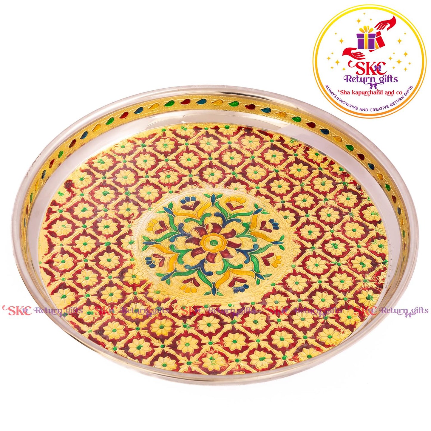12 Inch Meenakari Pooja Plate