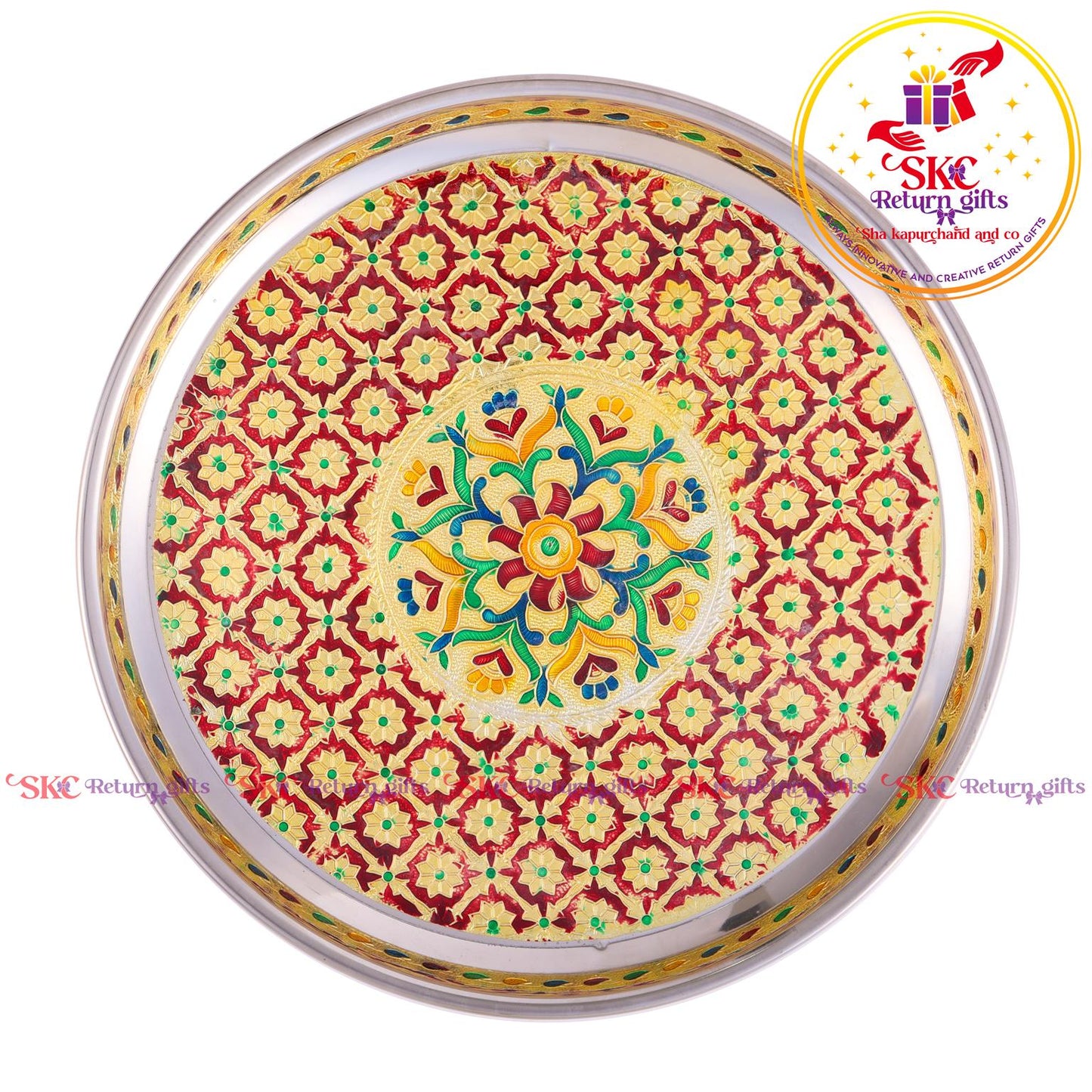 12 Inch Meenakari Pooja Plate