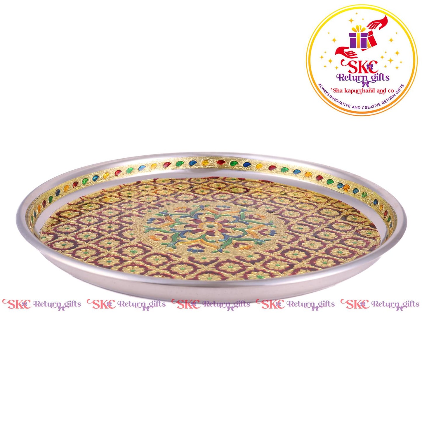 12 Inch Meenakari Pooja Plate
