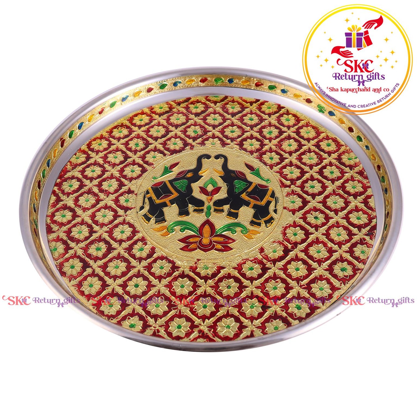 12 Inch Meenakari Pooja Plate
