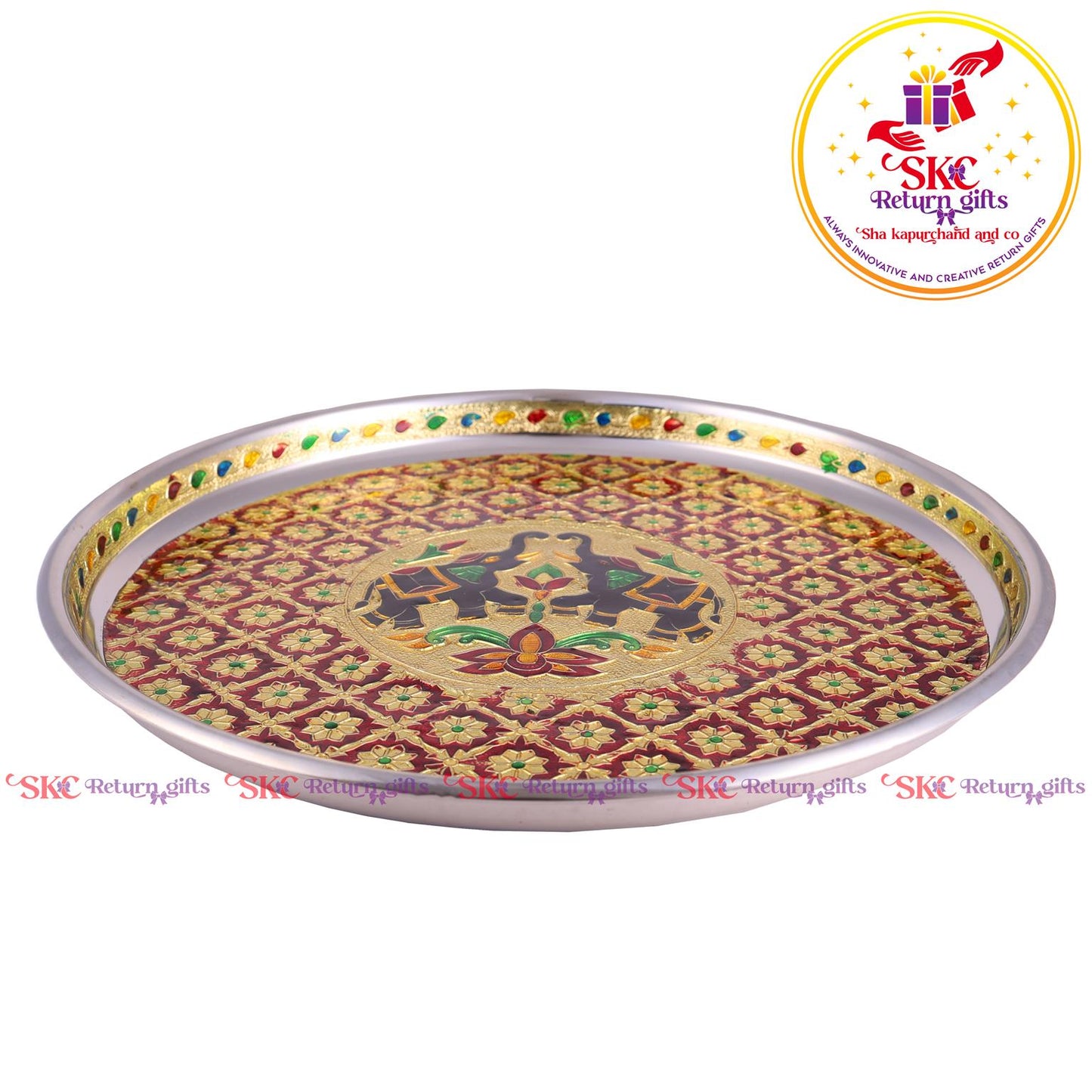 12 Inch Meenakari Pooja Plate