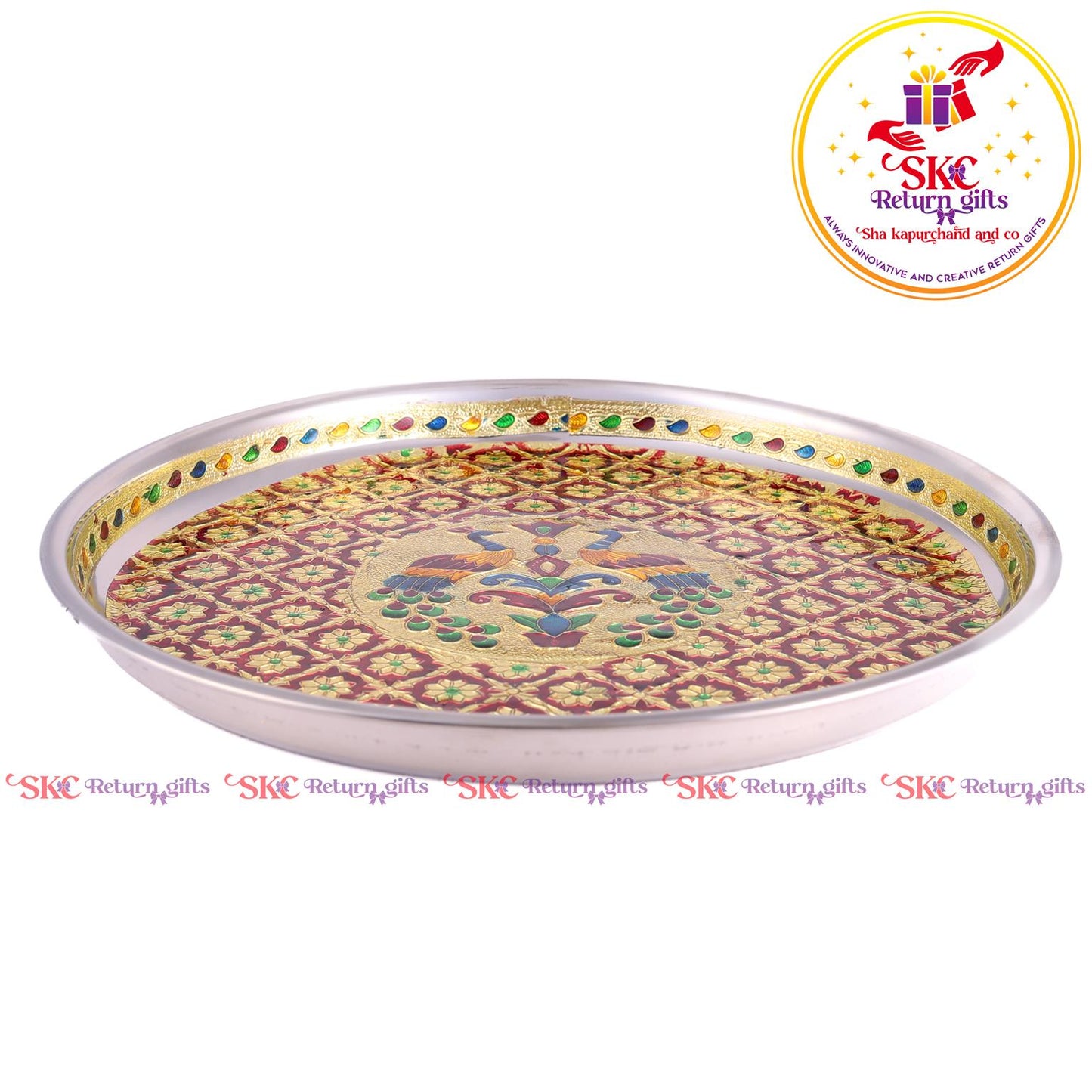 12 Inch Meenakari Pooja Plate