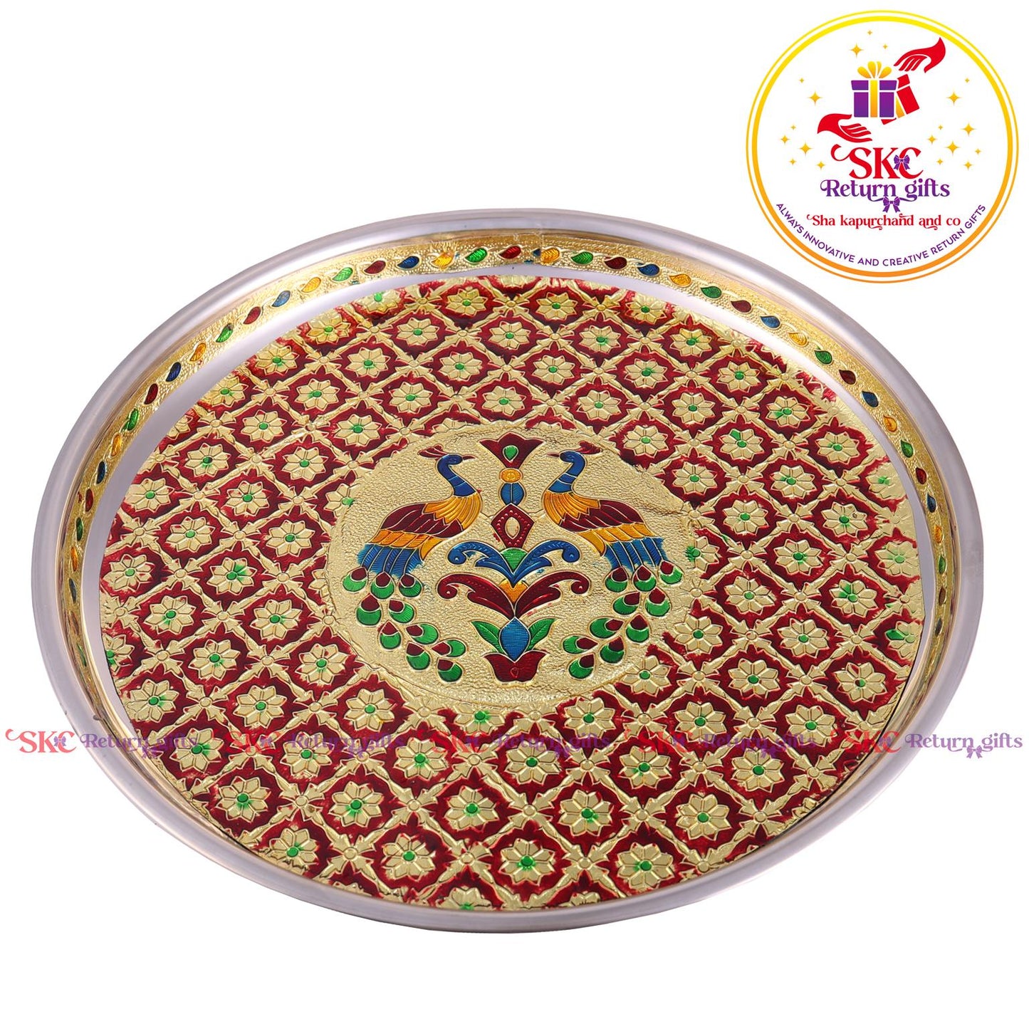 12 Inch Meenakari Pooja Plate