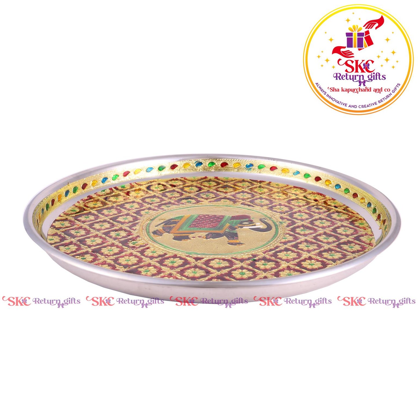 12 Inch Meenakari Pooja Plate
