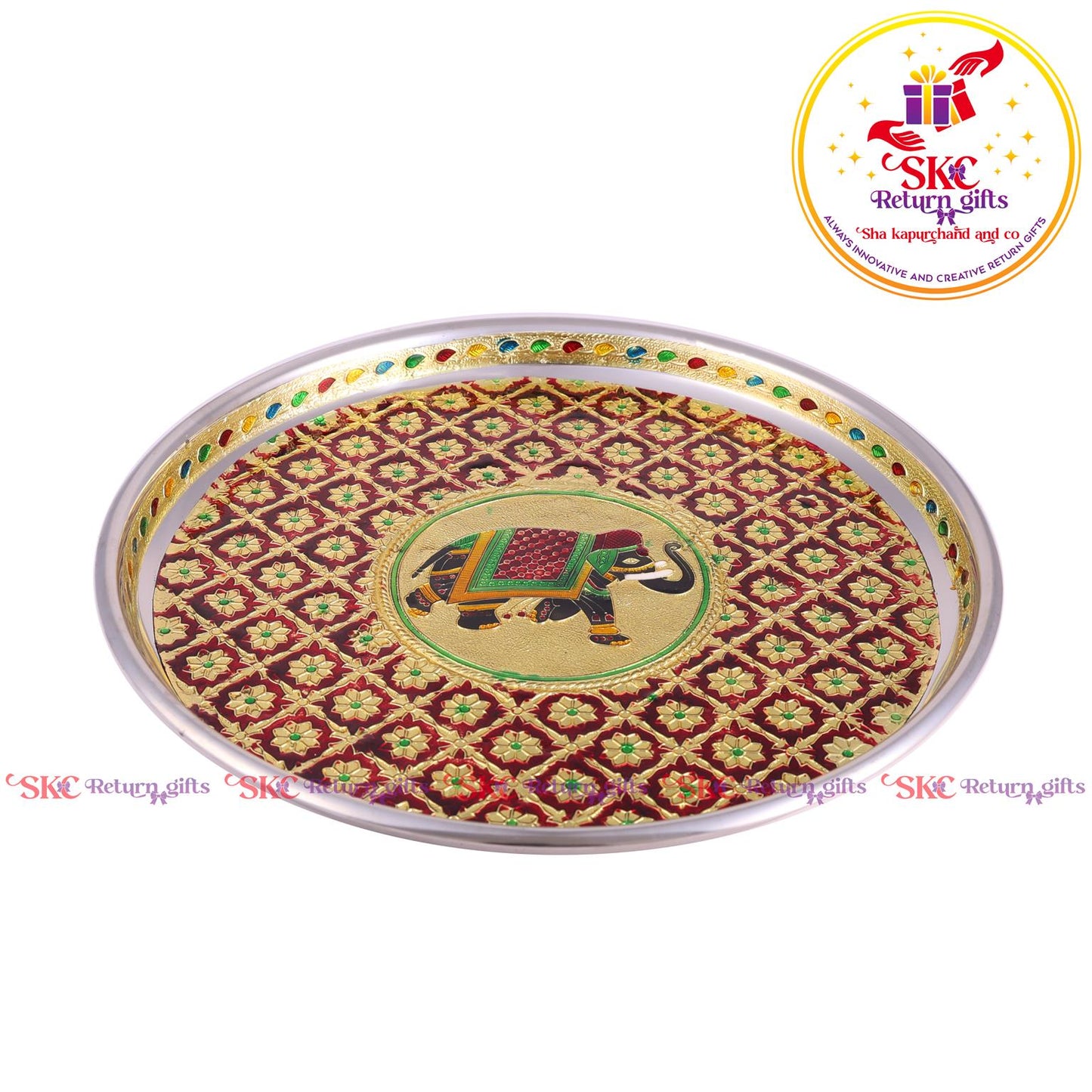 12 Inch Meenakari Pooja Plate