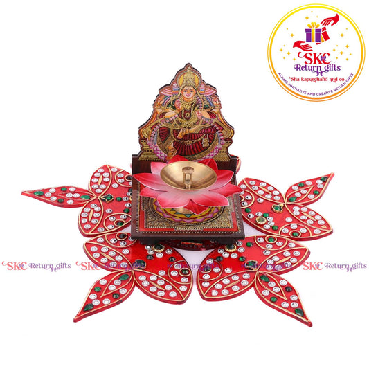 Mdf Acrylic Laxmi Diya Stand With Gift Set