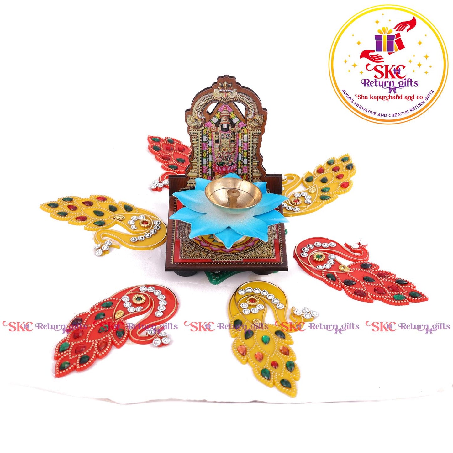 Mdf Acrylic Tirupati Balaji Diya Stand With Gift Set