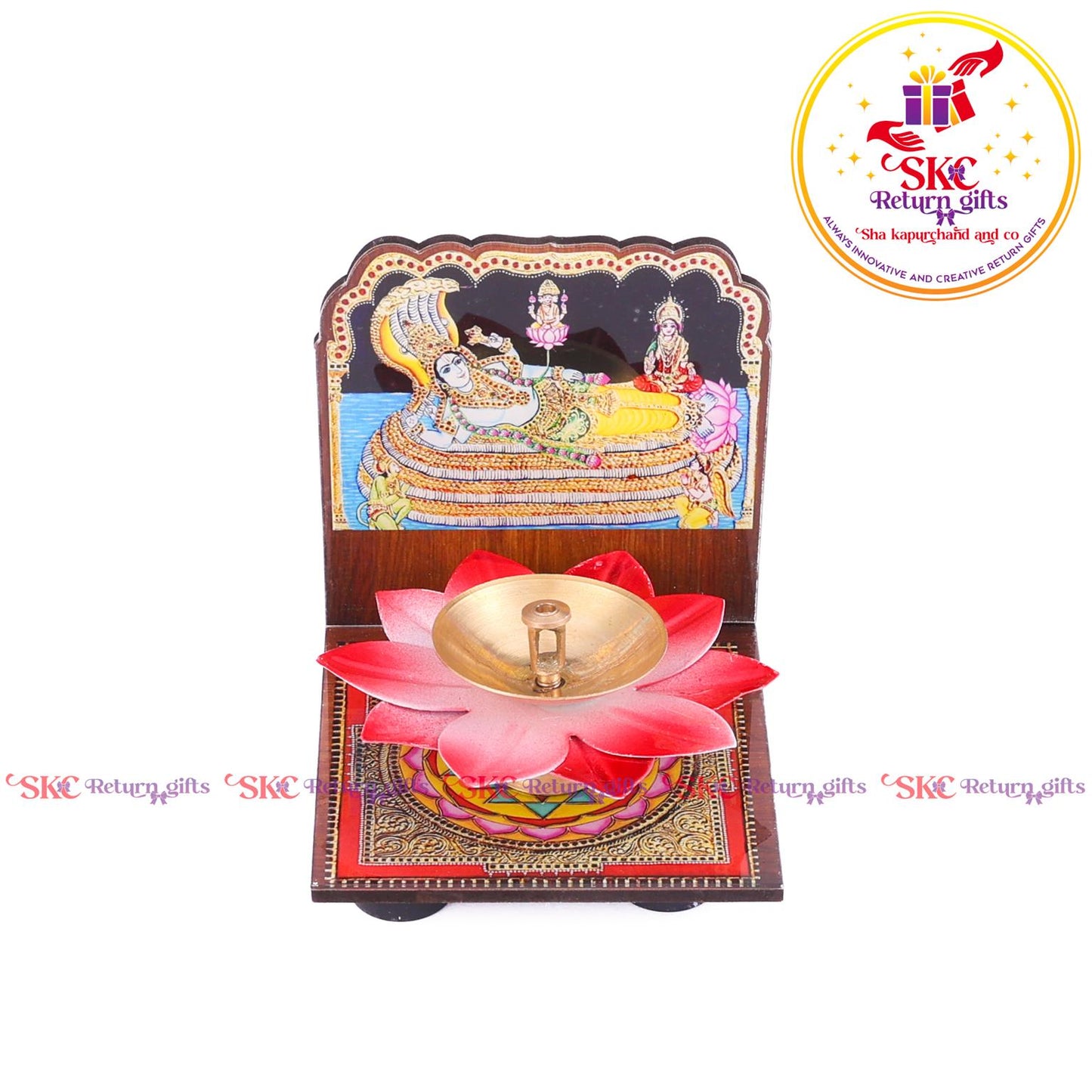 Mdf Acrylic Vishnu Diya Stand With Diya