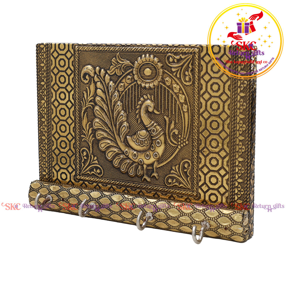 Oxerdise Embossed Peacock Key Stand 6x5