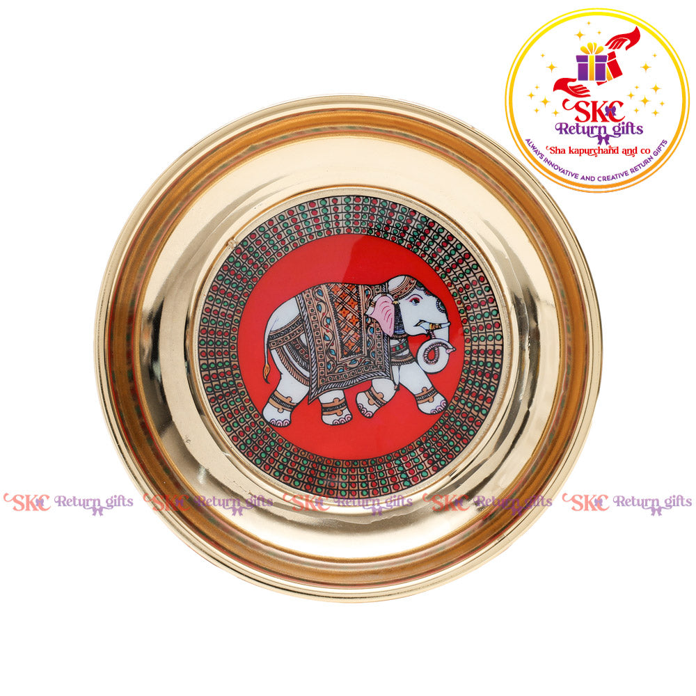 Pichwai Gold Plating Pooja Plate