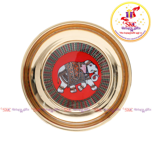 Pichwai Gold Plating Pooja Plate