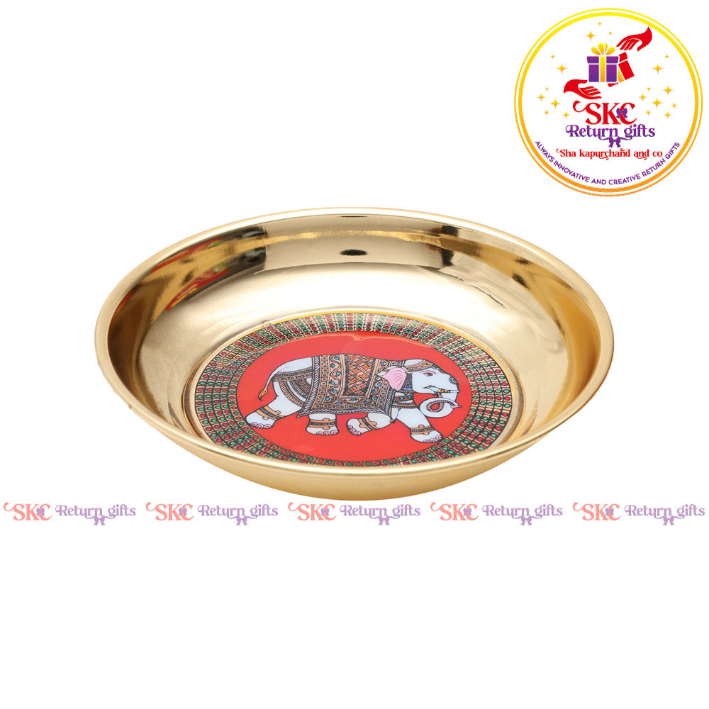 Pichwai Gold Plating Pooja Plate