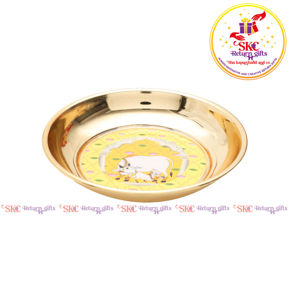 Pichwai Gold Plating Pooja Plate