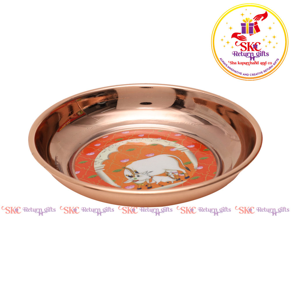 Pichwai Rose Gold Plating Pooja Plate