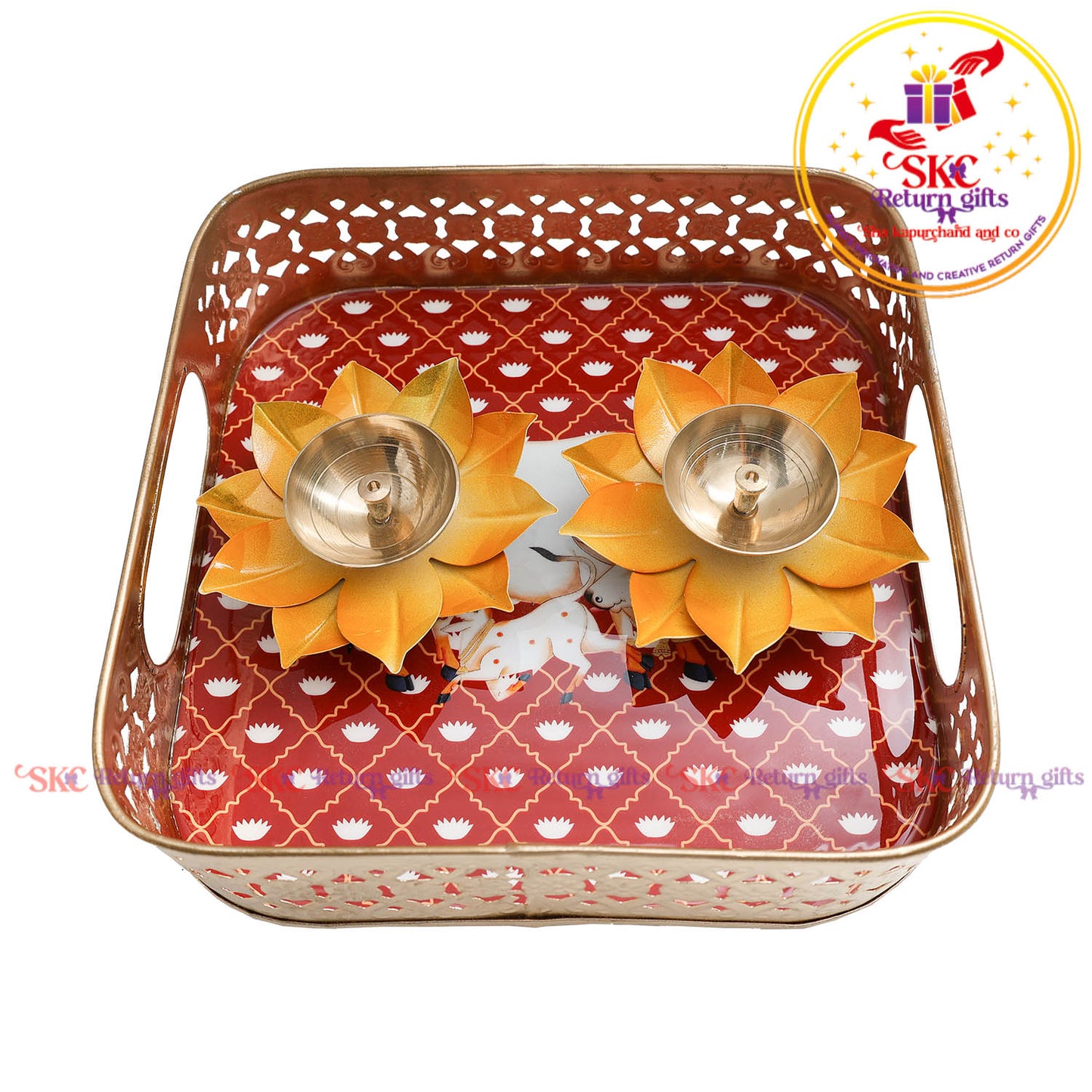 8x8 Pichwai tambulam gift set trays