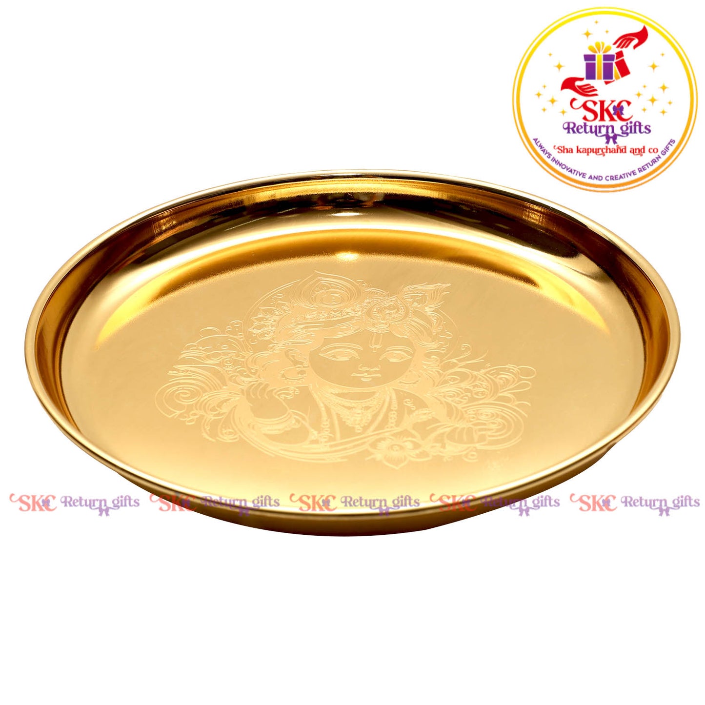8 inch krishna pooja plate
