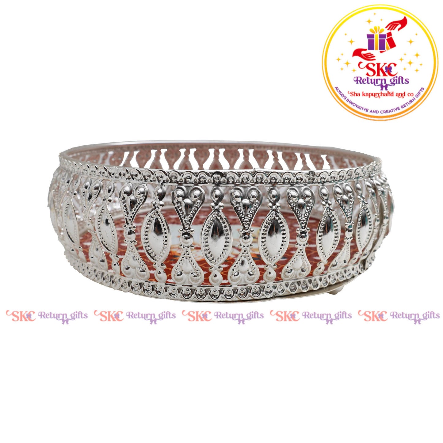 8 inch Pichwai silver trays