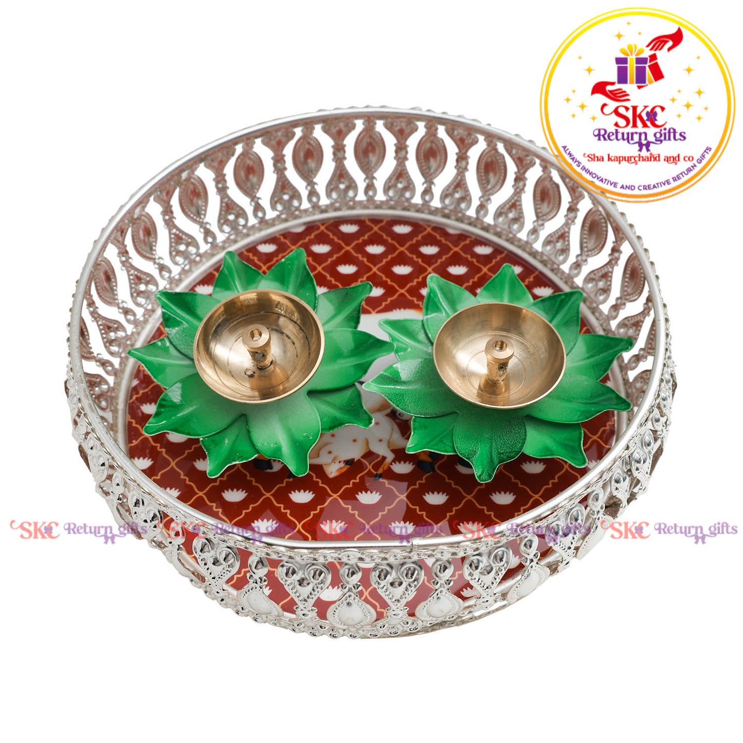 8 inch Pichwai Tambulam premium gift set trays