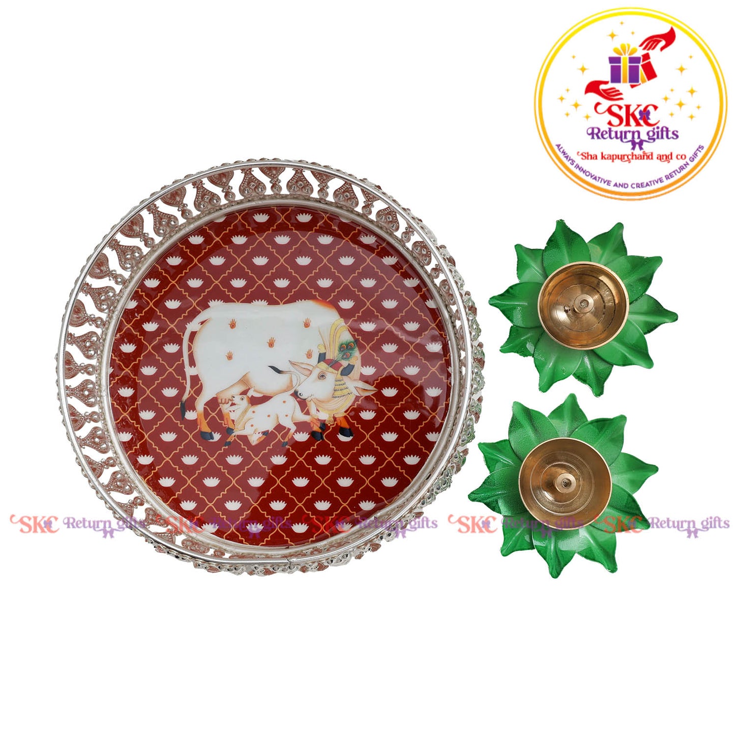 8 inch Pichwai Tambulam premium gift set trays