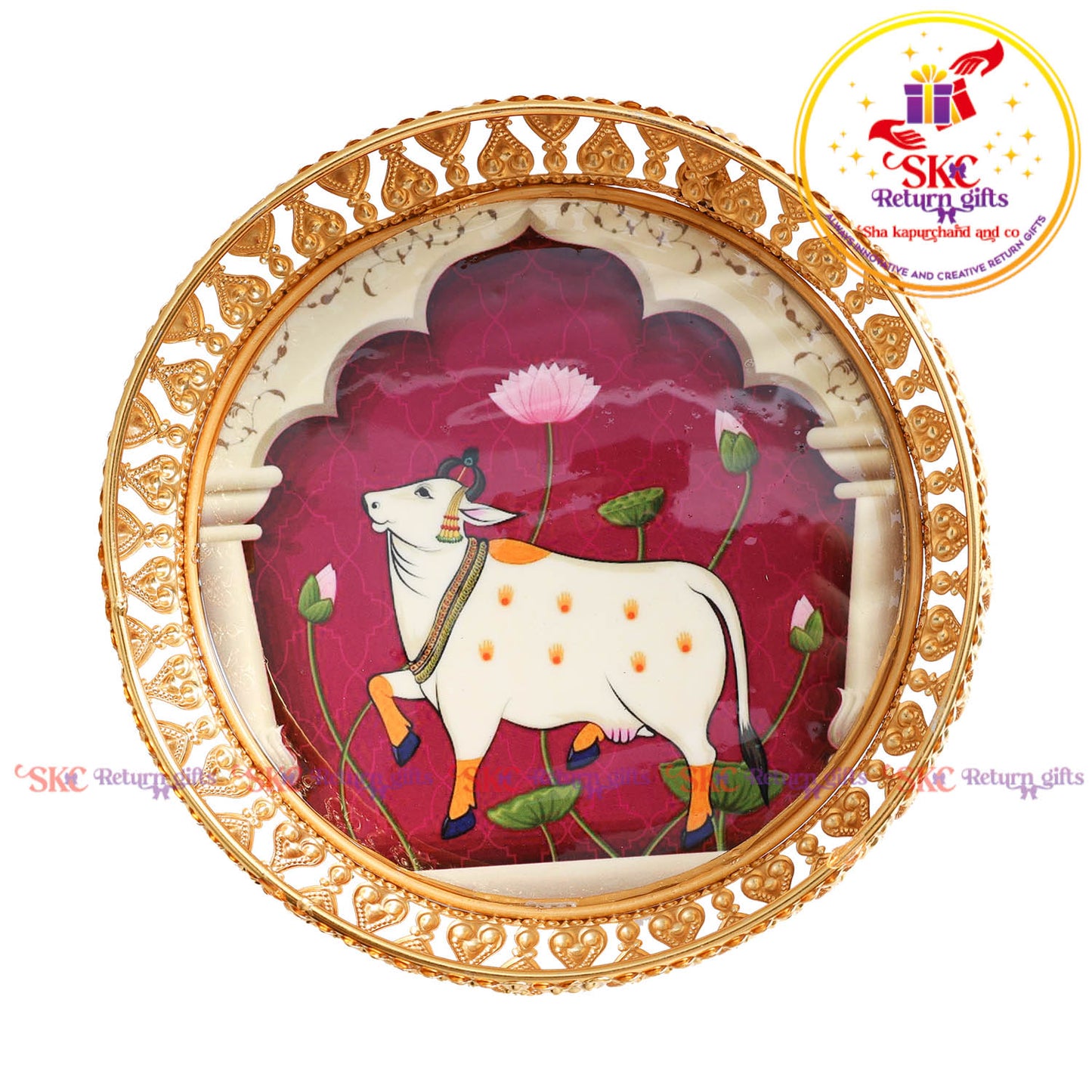 8 inch Pichwai gold tray