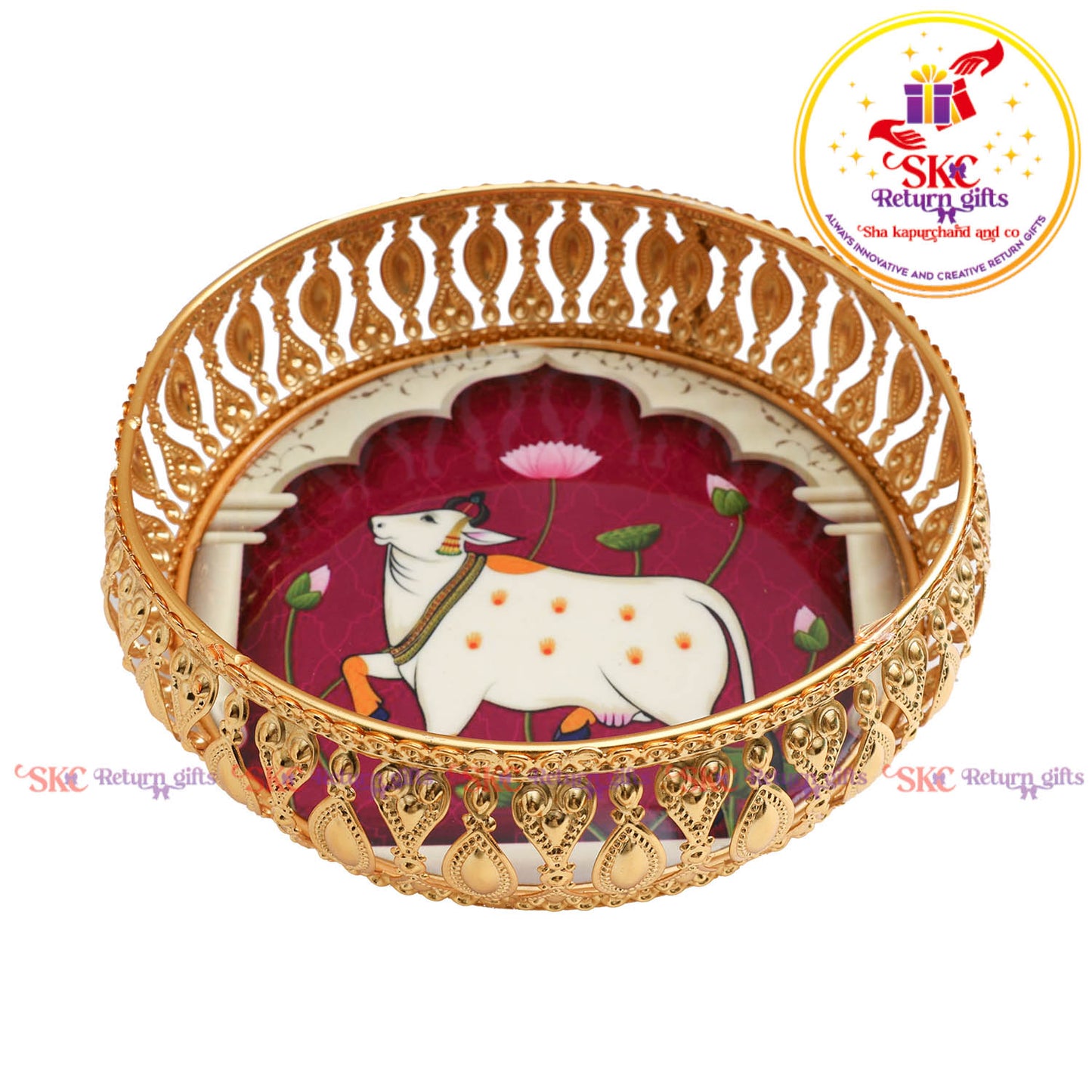 8 inch Pichwai gold tray