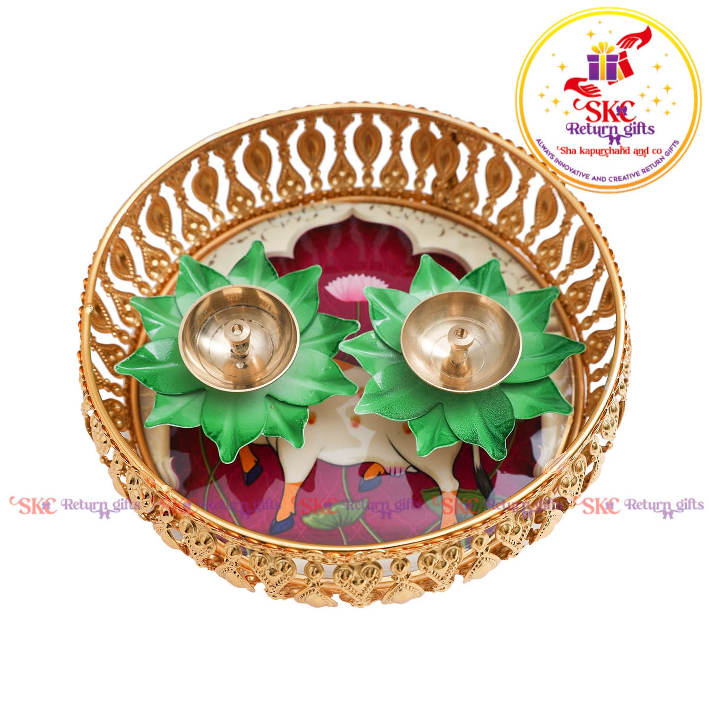 8 inch Pichwai Tambulam premium gift set trays