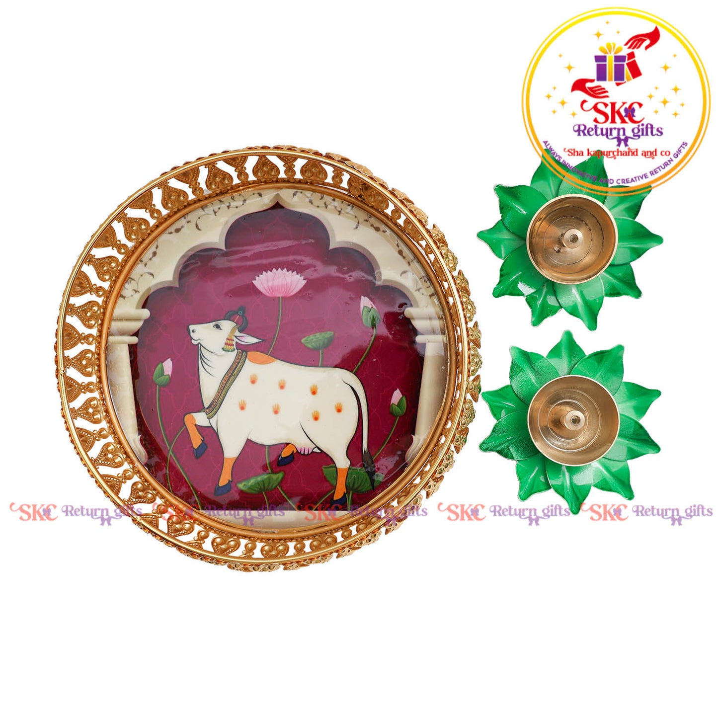 8 inch Pichwai Tambulam premium gift set trays