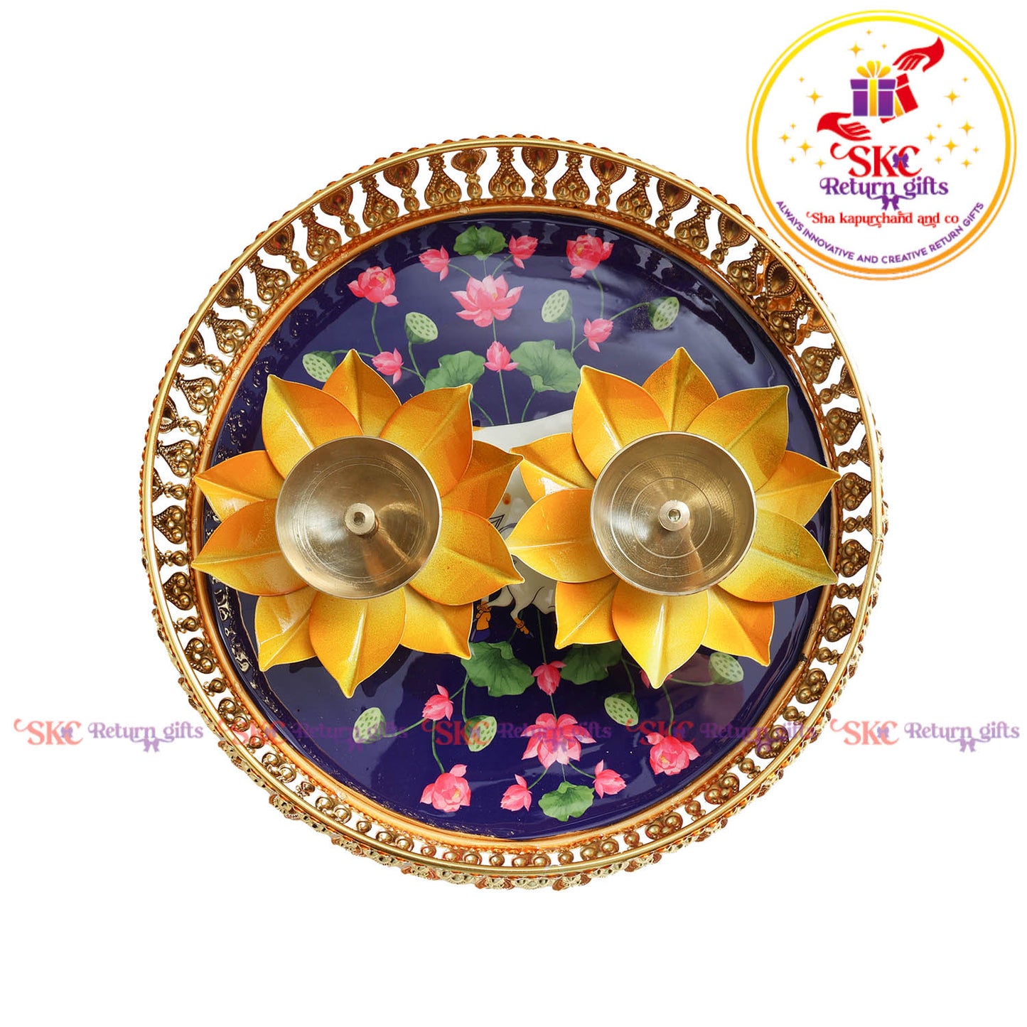 8 inch Pichwai Tambulam premium gift set trays