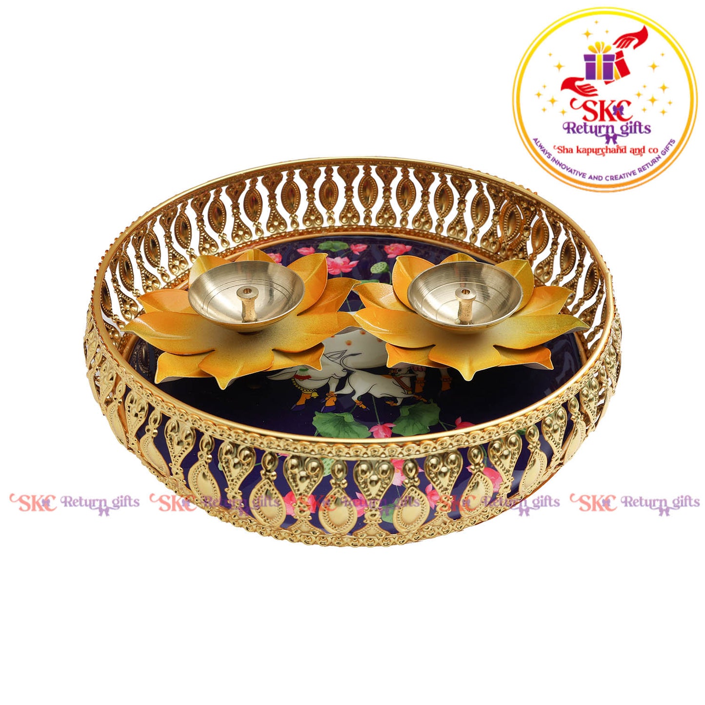 8 inch Pichwai Tambulam premium gift set trays