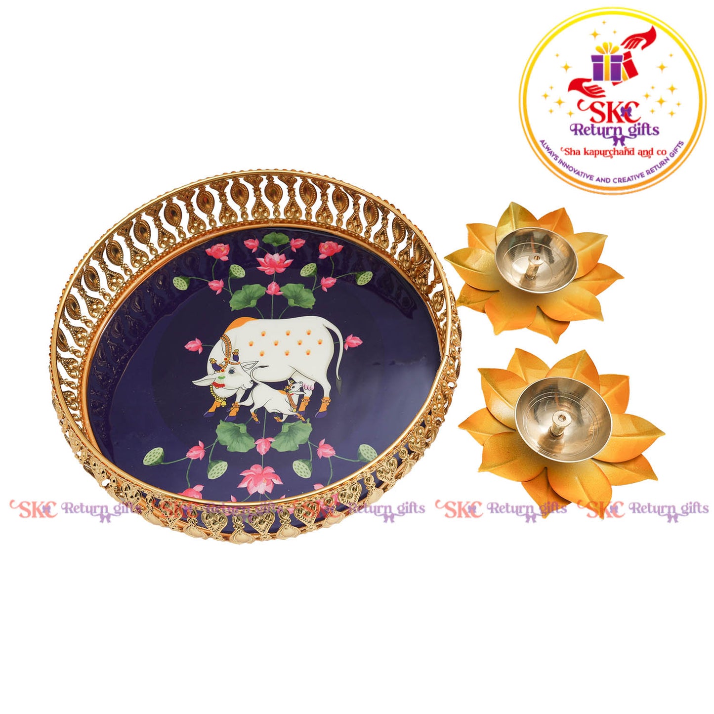 8 inch Pichwai Tambulam premium gift set trays