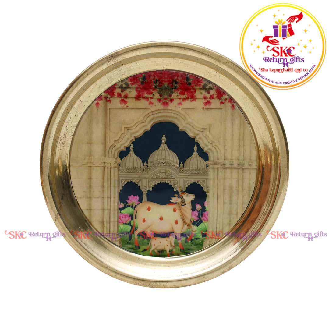 4inches Pichwai Brass Pooja Plate