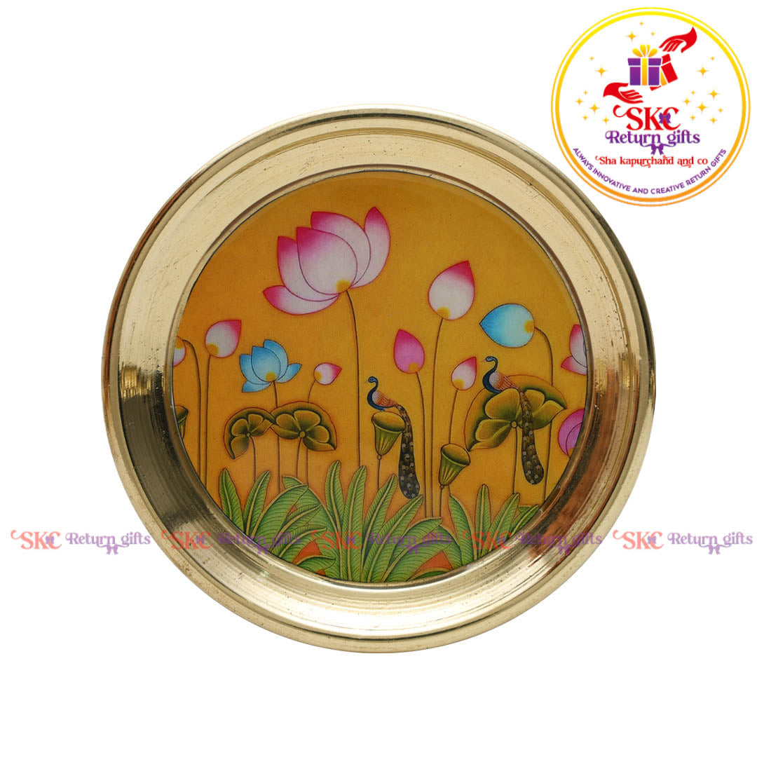 4inches Pichwai Brass Pooja Plate