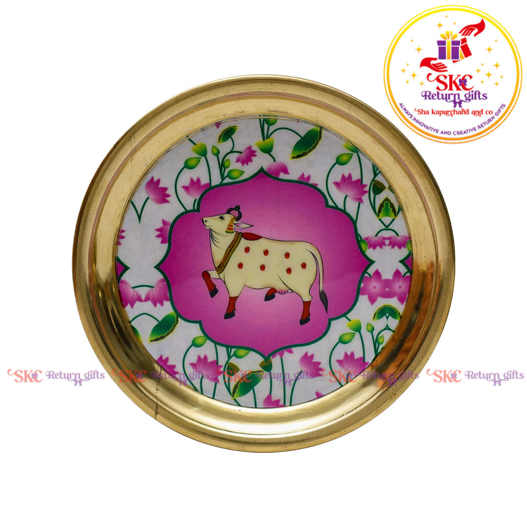 4inches Pichwai Brass Pooja Plate