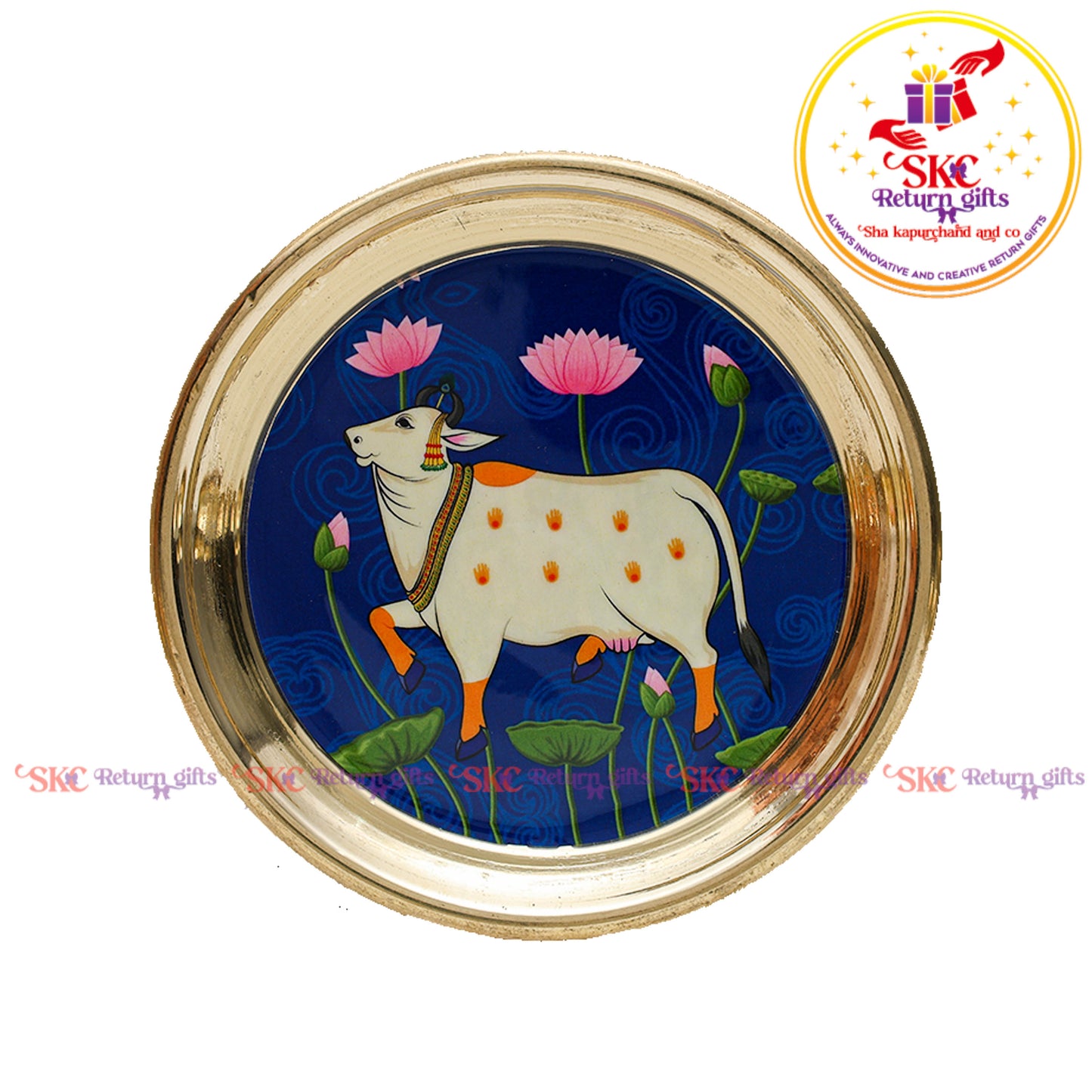 4.5inches Pichwai Brass Pooja Plate