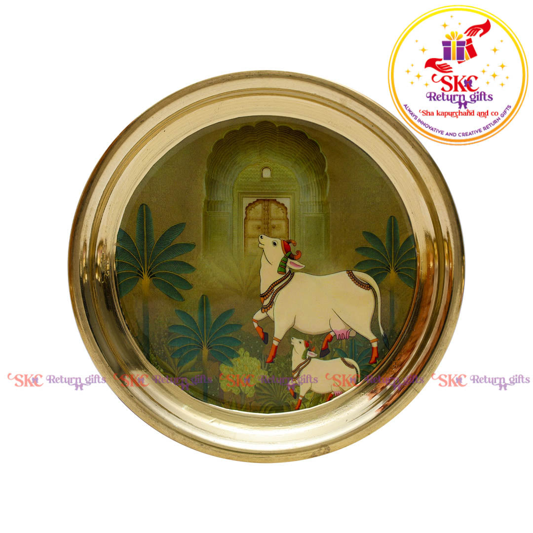 4.5inches Pichwai Brass Pooja Plate